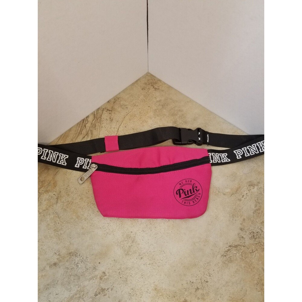 PINK Victoria's Secret Fanny Pack Adjustable Belt Zip Closure Pink Black Logo